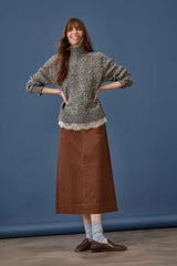 Washed Twill Utility Skirt in Chestnut - The Shoe Hive