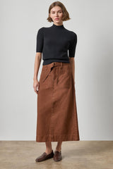 Washed Twill Utility Skirt in Chestnut - The Shoe Hive