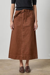 Washed Twill Utility Skirt in Chestnut - The Shoe Hive
