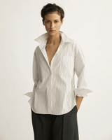 Watts Striped Side Button Shirt in Chocolate Stripe - The Shoe Hive