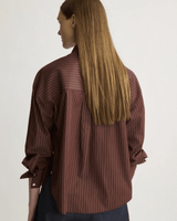Watts Striped Side Button Shirt in Oxblood Stripe - The Shoe Hive