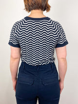 Wave Stitch Sweater in Navy Wave - The Shoe Hive