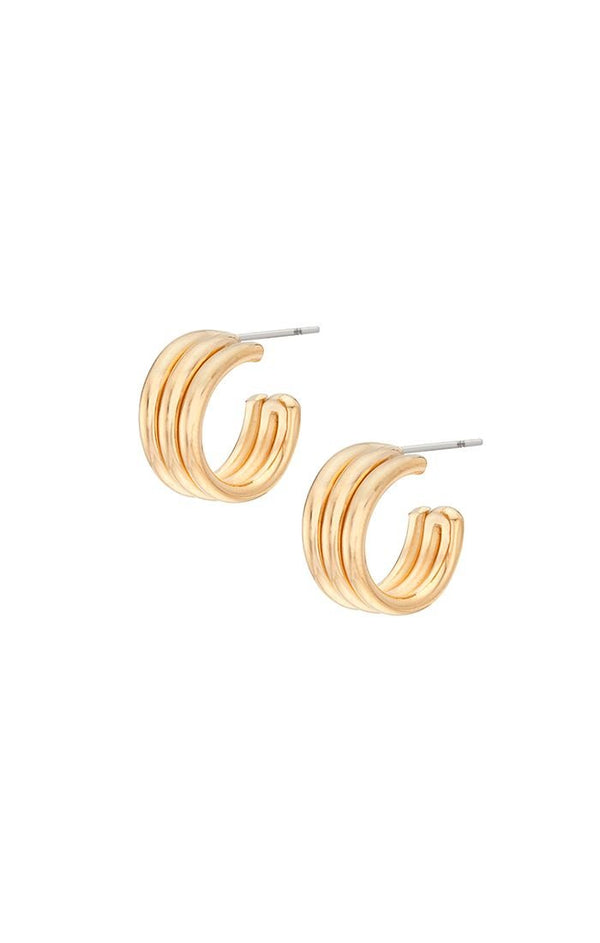 Waya Triple Hoop in Gold - The Shoe Hive