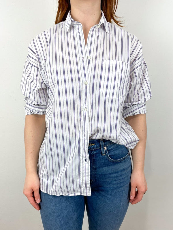 【ERNIE PALO】 Silk Cotton Stripe ShirtSax