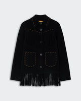 Western Fringe Jacket in Black - The Shoe Hive