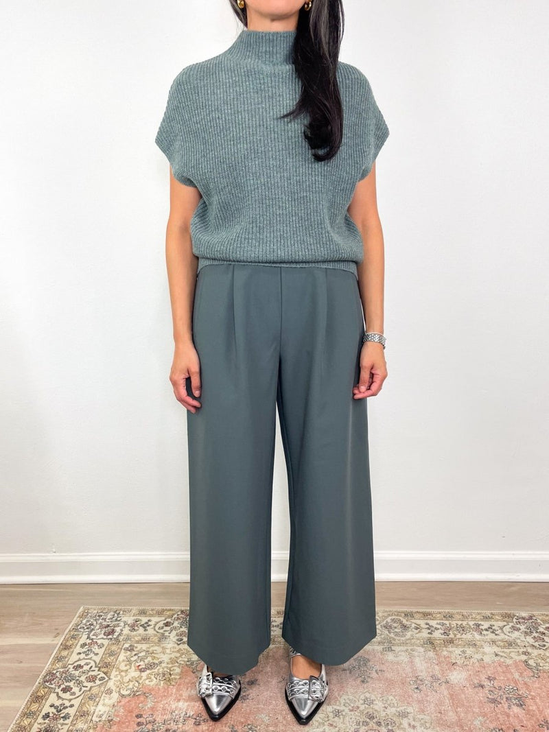 Wide Leg Pull On Pant in Slate - The Shoe Hive