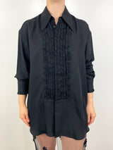 Winter Acetate Easy Tuxedo Shirt in Black - The Shoe Hive