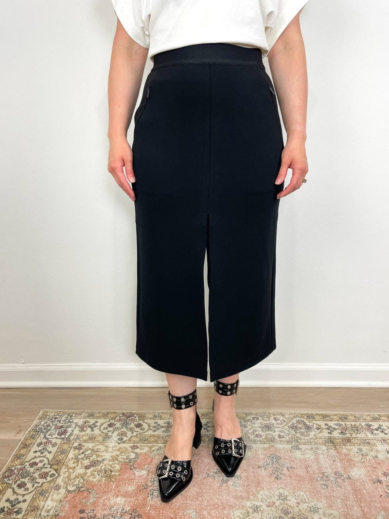 Wren Crepe Knit Midi Skirt in Black - The Shoe Hive