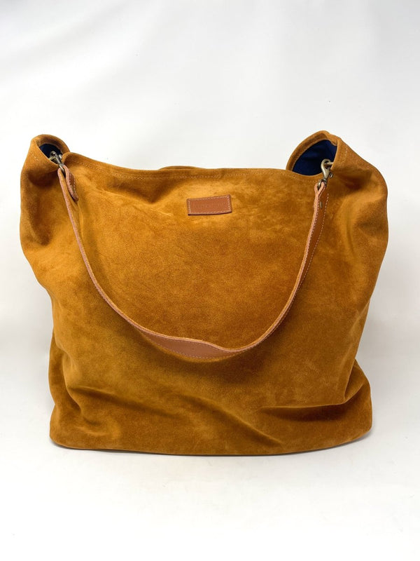 XL Jane Slouch Bag in Suede Caramel - The Shoe Hive