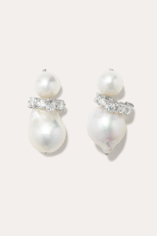 Z57 Cascading Silver Plated Earrings in FWP/CZ - The Shoe Hive