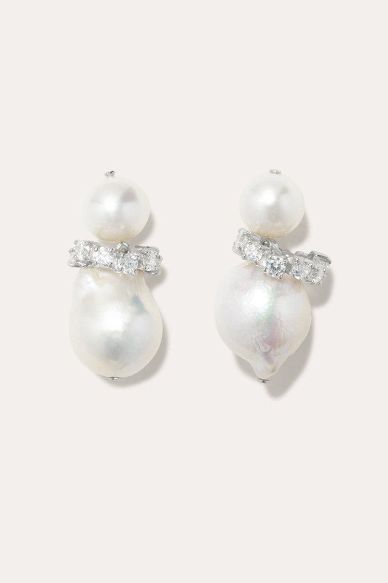 Z57 Cascading Silver Plated Earrings in FWP/CZ - The Shoe Hive