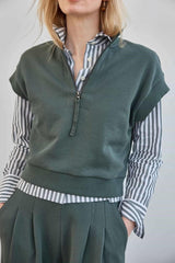 Zip Mock Neck in Mineral - The Shoe Hive