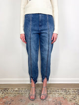 Zippered Denim Jogger in Classic Blue - The Shoe Hive