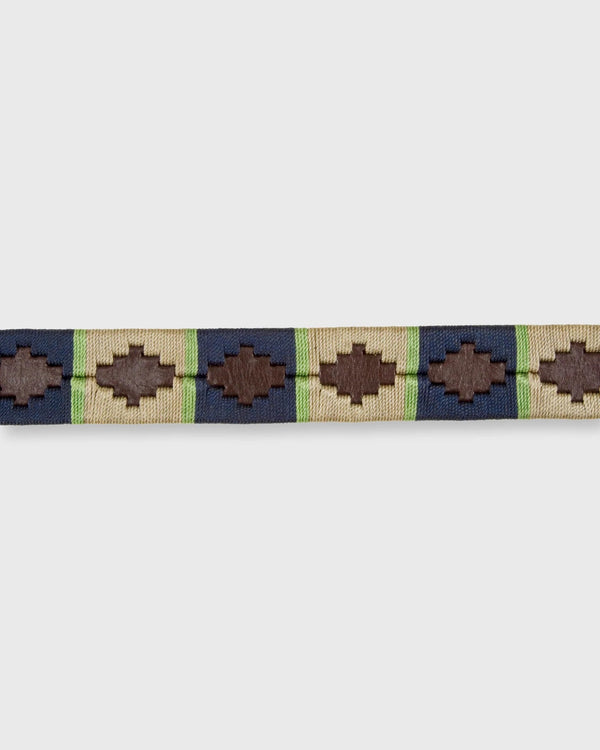 1 1/8" Polo Belt in Khaki/Navy/Sage Chocolate Leather by Sid Mashburn - The Shoe Hive