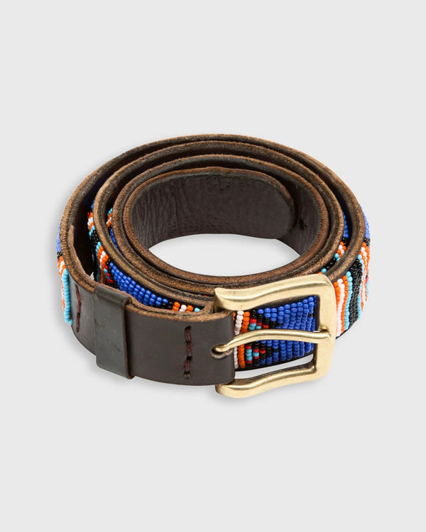 1.25" African Beaded Belt in Blue/Multi Ayo Design by Sid Mashburn - The Shoe Hive