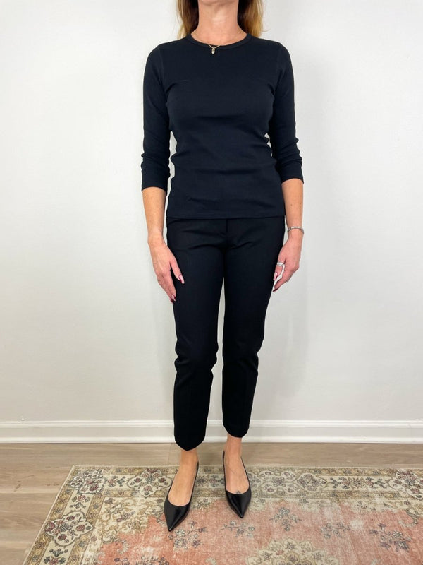 3/4 Sleeve Crew in Black - The Shoe Hive