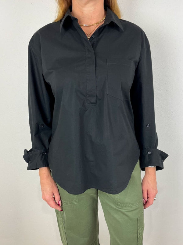 Aave Oversized Cuff Shirt in Black - The Shoe Hive