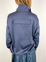 Active Knit Zipper Detailed Track Jacket in Navy Fog - The Shoe Hive