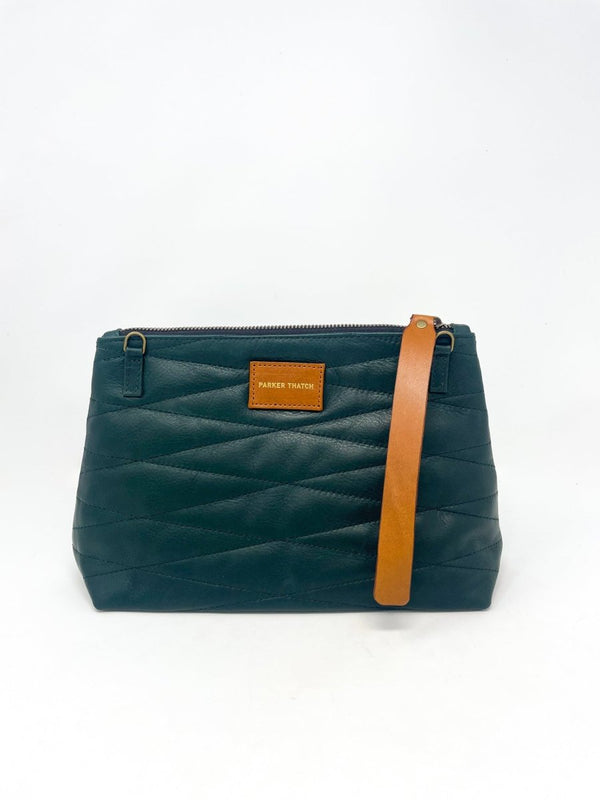 Bella Clutch in Hunter Green Quilted - The Shoe Hive
