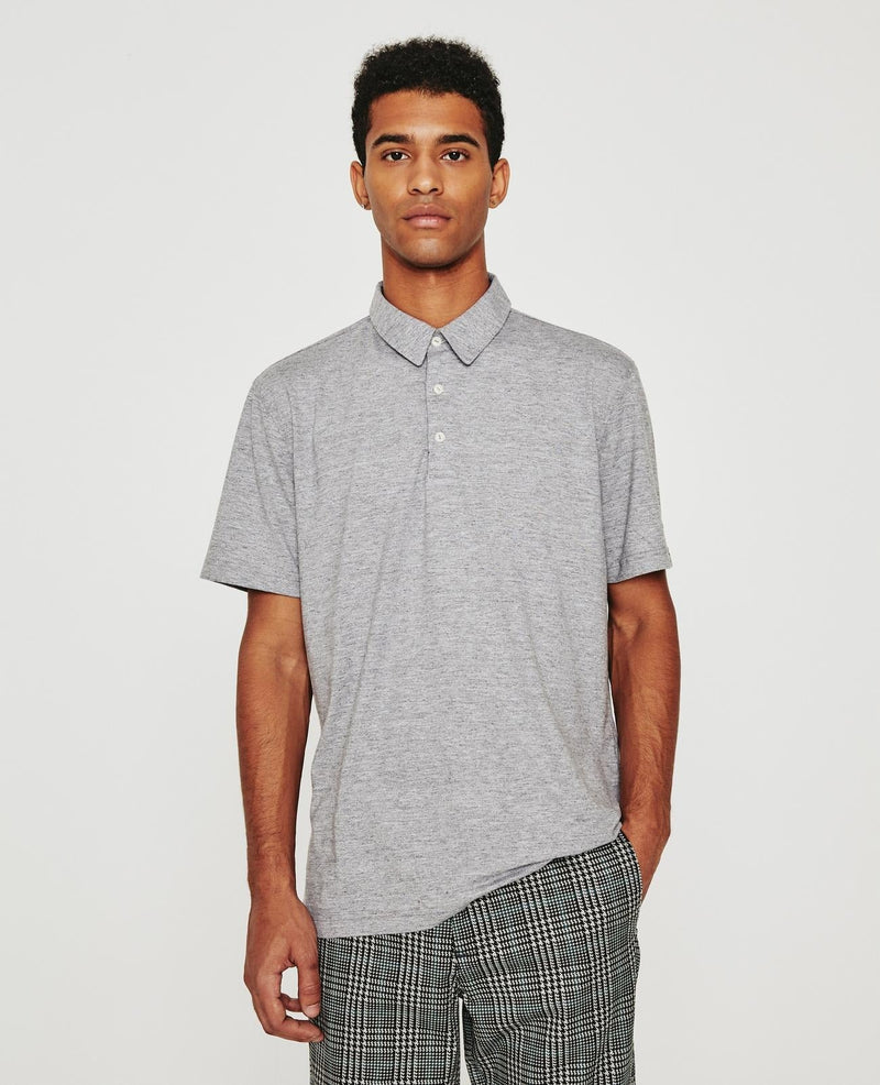 Bryce S/S Polo in Heather Grey by AG Denim - The Shoe Hive