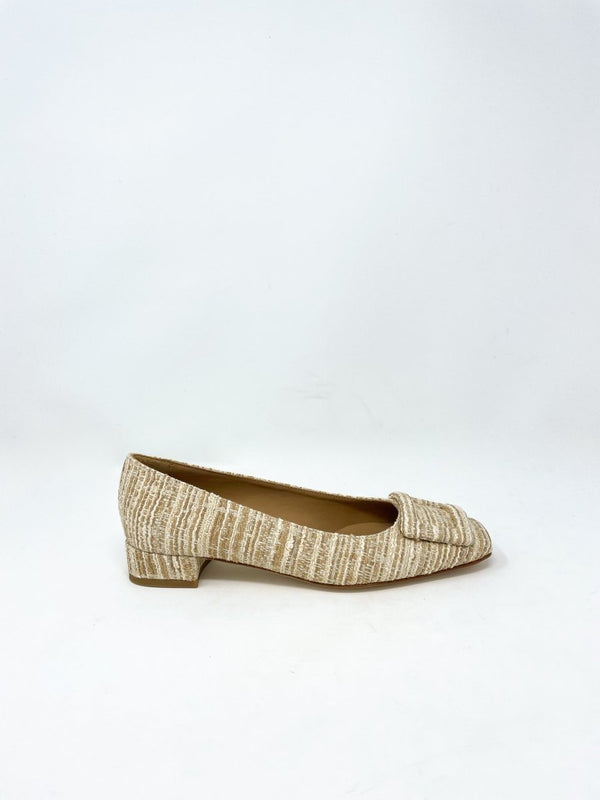 Buckle Shoe in Raffia Textured Tweed - The Shoe Hive