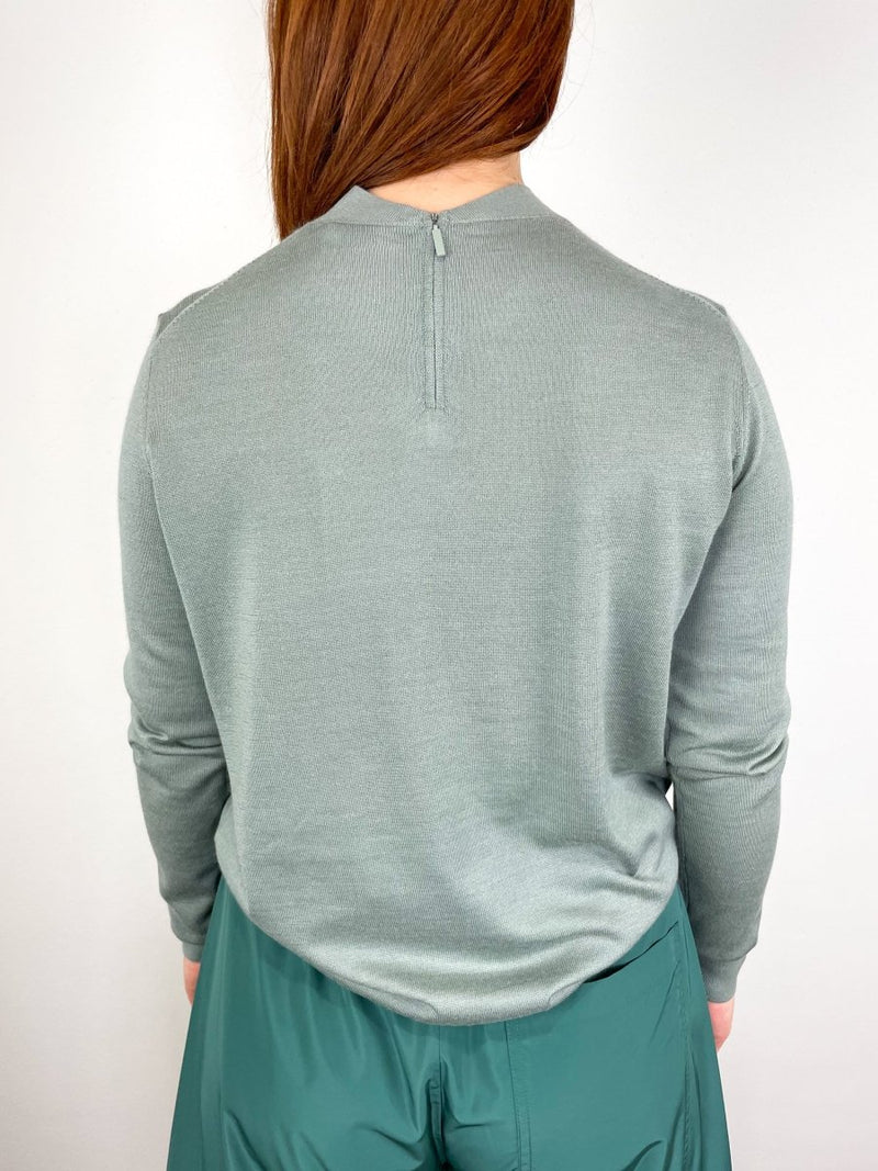 Cashmere Silk Blend Mock Neck Easy Sweater in Pumice Grey - The Shoe Hive