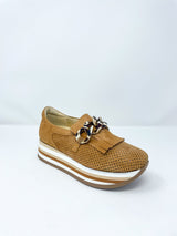 Cloe Wedge Sneakers in Tan by Softwaves exclusive at The Shoe Hive