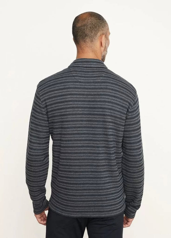 DBL Knit Jacquard L/S Polo in Costal Dk Charcoal by Vince - The Shoe Hive