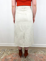 Denim A-Line Skirt in Ecru - The Shoe Hive