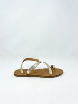 Diagonal Strap Sandal in Platino Leather - The Shoe Hive