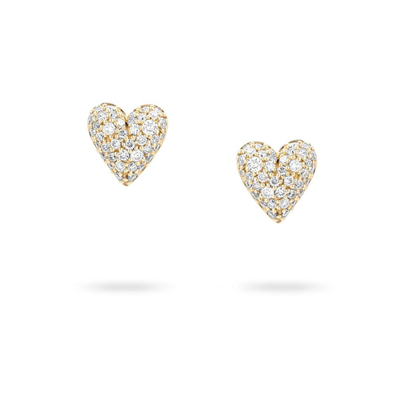 Diamond Puffy Heart Posts in 14K Yellow Gold by Adina Reyter - The Shoe Hive