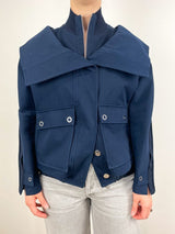 Double Collar Utility Jacket in Midnight - The Shoe Hive