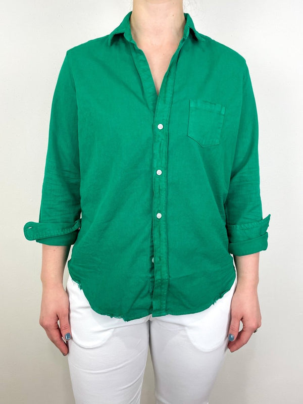 Eileen Relaxed Button Up Shirt in Clover exclusive at The Shoe Hive