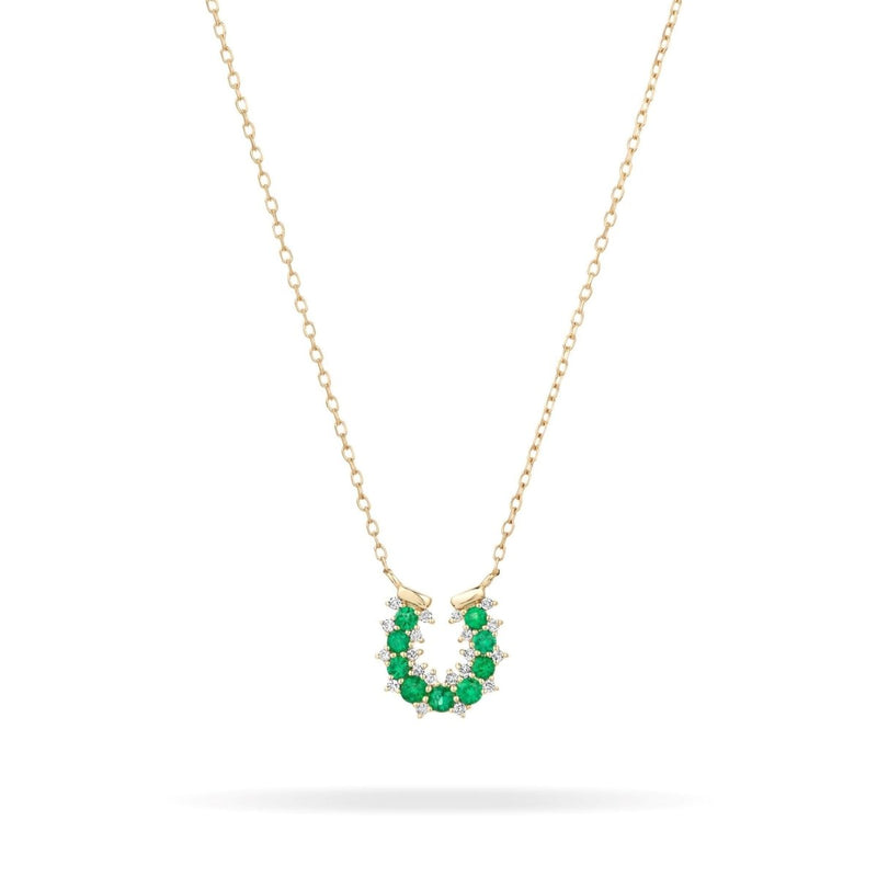Emerald+Diamond Horseshoe Necklace in 14K Yellow Gold by Adina Reyter - The Shoe Hive