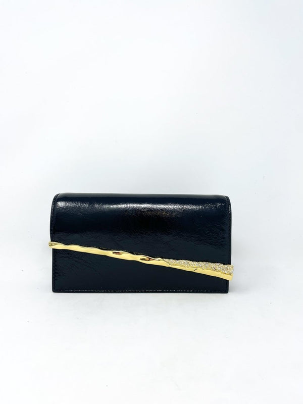 Gold Angular Convertible Crossbody Bag in Black - The Shoe Hive