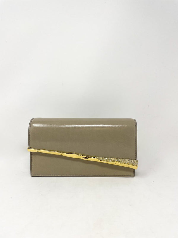 Gold Angular Convertible Crossbody Bag in Warm Grey - The Shoe Hive