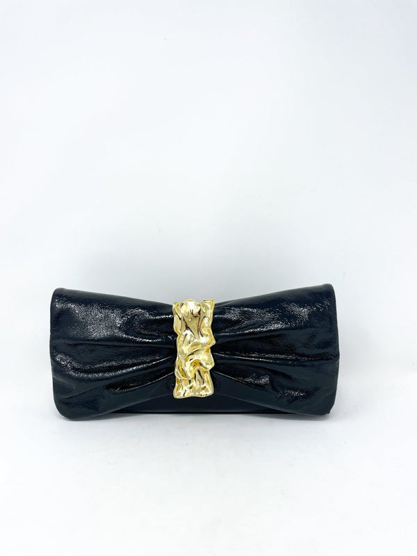 Gold Ribbon Convertible Shoulder Bag in Black - The Shoe Hive