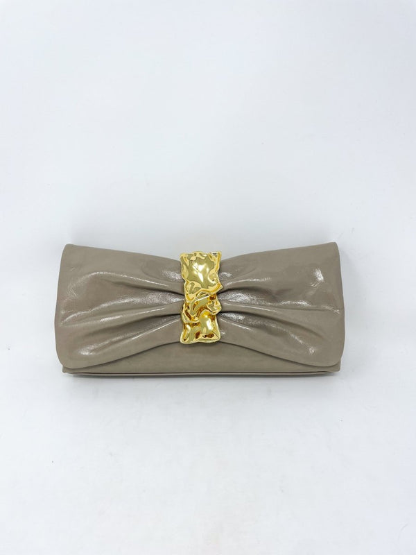 Gold Ribbon Convertible Shoulder Bag in Warm Grey - The Shoe Hive
