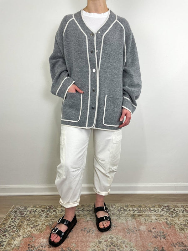 Jacket/Shawl in Grey/Cream - The Shoe Hive