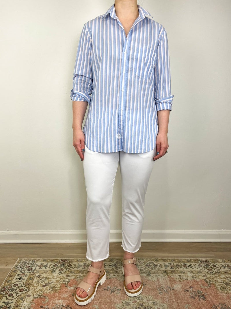 Joedy Boyfriend Button Up Shirt in Blue/Pink Multi Stripe - The Shoe Hive