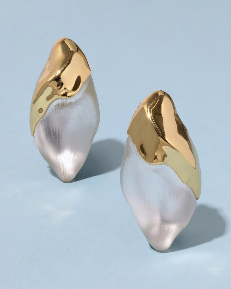 Lucite Molten Clip On Earring in Silver by Alexis Bittar - The Shoe Hive