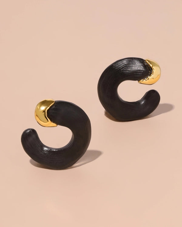Lucite Small Molten Front Facing Hoop Earring in Black by Alexis Bittar - The Shoe Hive