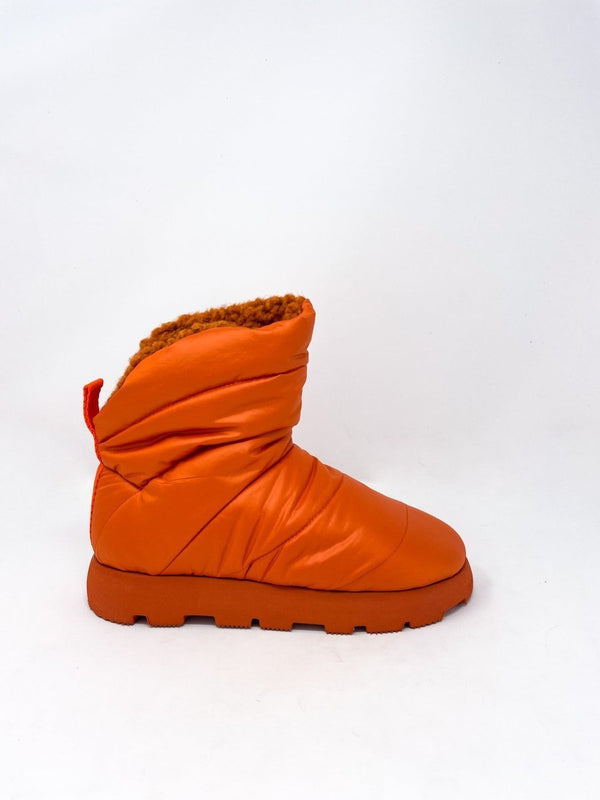 Luna Nylon + Fur in Orange - The Shoe Hive