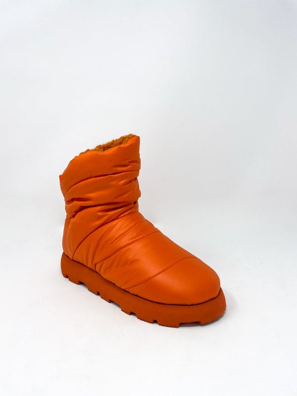 Luna Nylon + Fur in Orange - The Shoe Hive