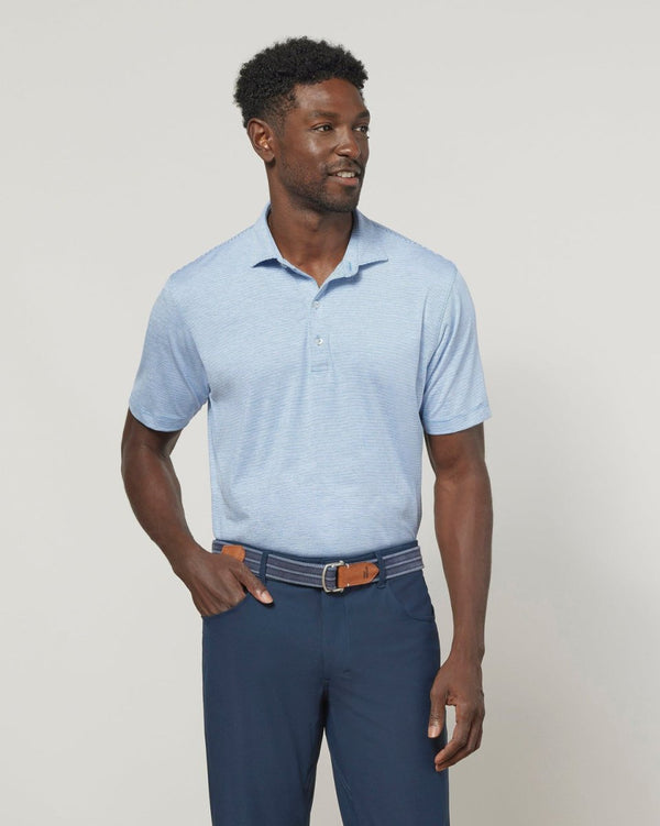 Lyndon Striped Performance Polo in Pipeline - The Shoe Hive