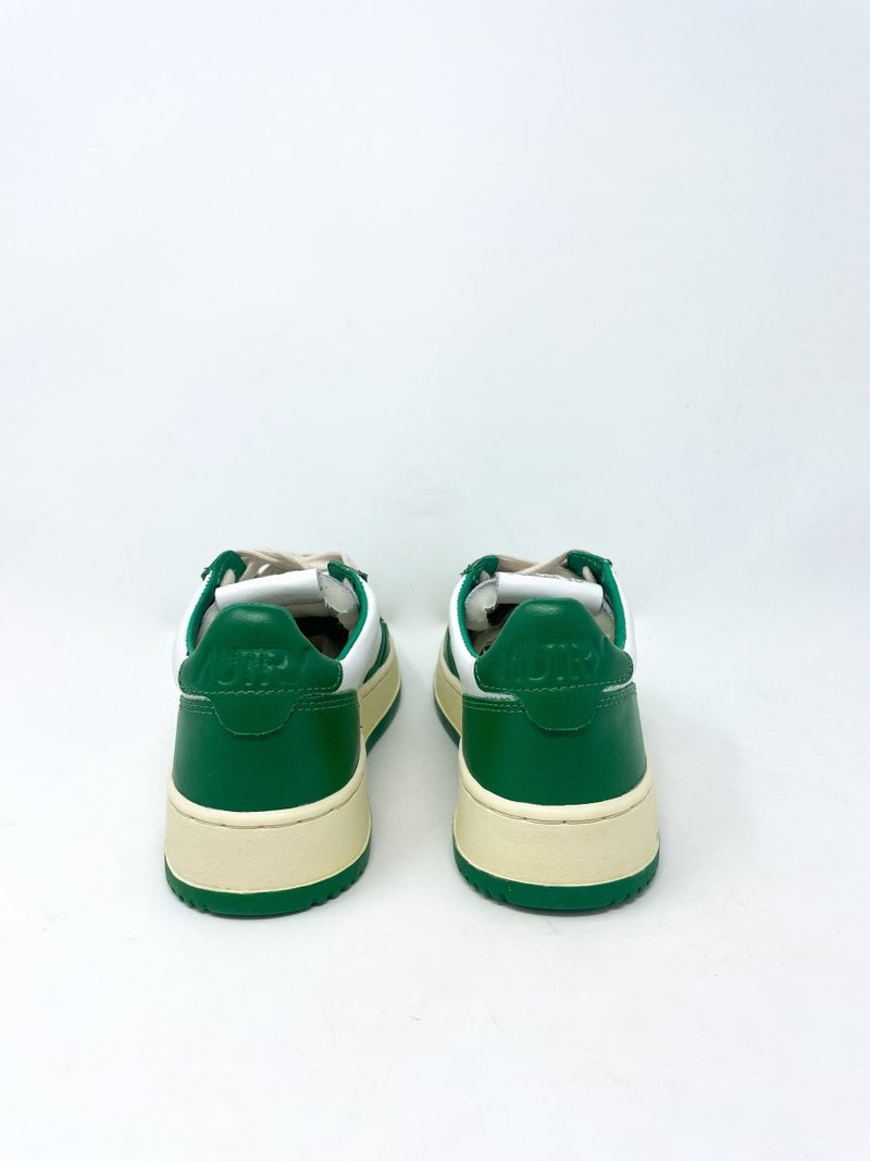 Medalist Low Sneakers in Two Tone Leather White & Green - The Shoe Hive