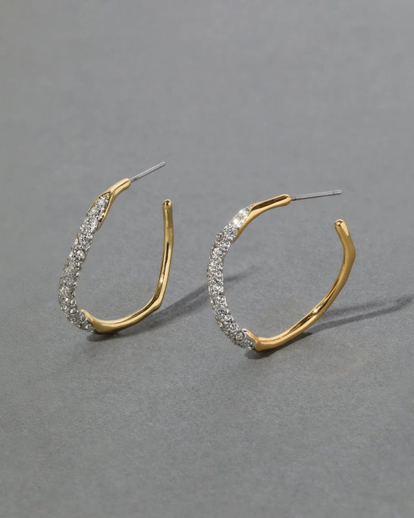 Medium Two Tone Pave Hoop Earring in Champagne - The Shoe Hive