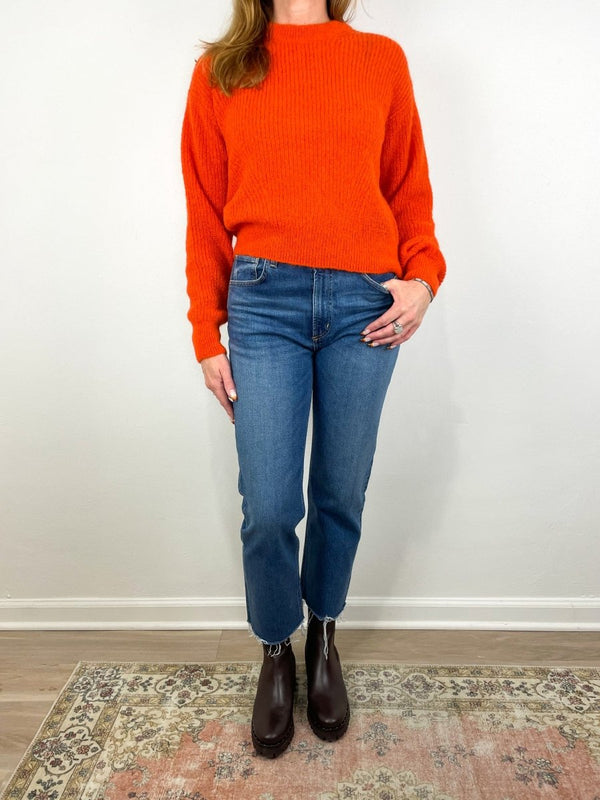 Melinda Crew Neck Sweater in Deep Orange - The Shoe Hive