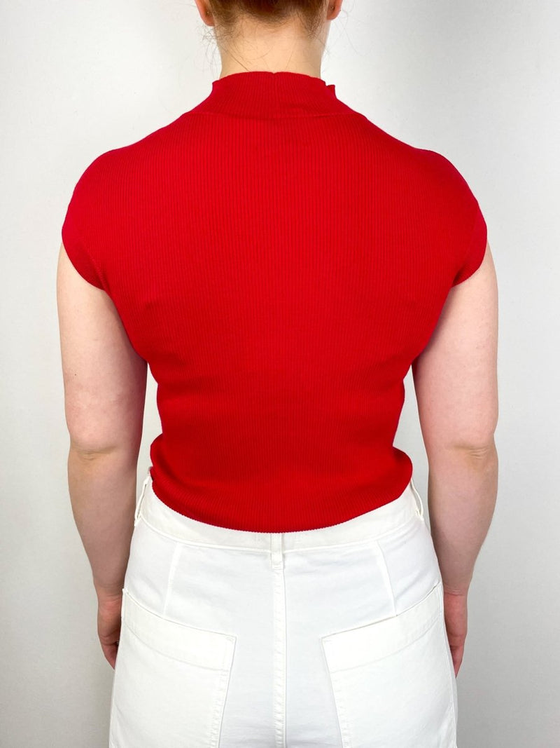 Mock-Neck Top in Red - The Shoe Hive