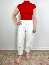 Mock-Neck Top in Red - The Shoe Hive